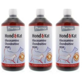Kantine saai kromme Pharmox Hond & Kat Glucosamine Chondroitine MSM trio-pak 3x 1 liter ::  Gezonderwinkelen.nl