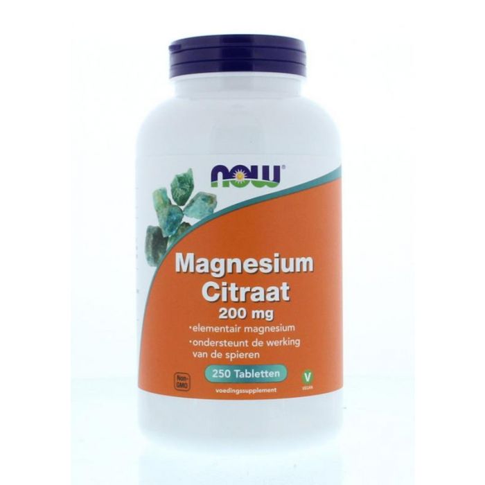 abstract Berouw Collega NOW Magnesium citraat 200 mg 250 tabletten :: Gezonderwinkelen.nl